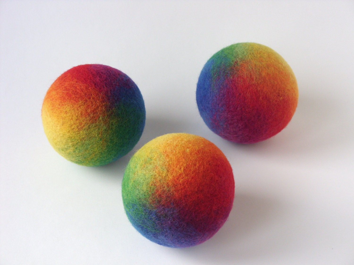 Felt Wool Ball, Rainbow Colors, Children Toy, Baby Rattle, Natural, Eco, Waldorf inspired