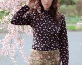 Tropical floral short shorts - vintage inspired with pink flower pattern and high waist, summer picnic resort fashion bohemian - large
