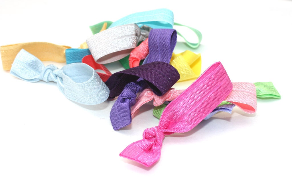 Mini Elastic Hair Tie Bracelets (15) Tiny Emi Jay Style Yoga Knotted Hair Bands - Toddler Girls Tiny Fabric Hair Ties, Gift for Little Girls