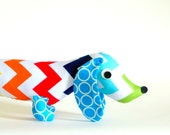 Ready to Ship Kids Stuffed Doll Rainbow Chevron Wiener Dog Dachshund Toy DUKE - FriendsOfSocktopus