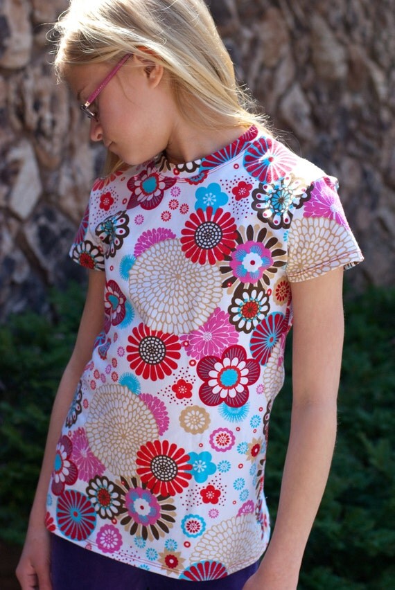 Toddler to tween PDF sewing pattern Tshirt by BirdsongPatterns