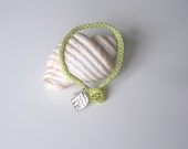 Crochet Bracelet -button and leaf - HuggleKnits