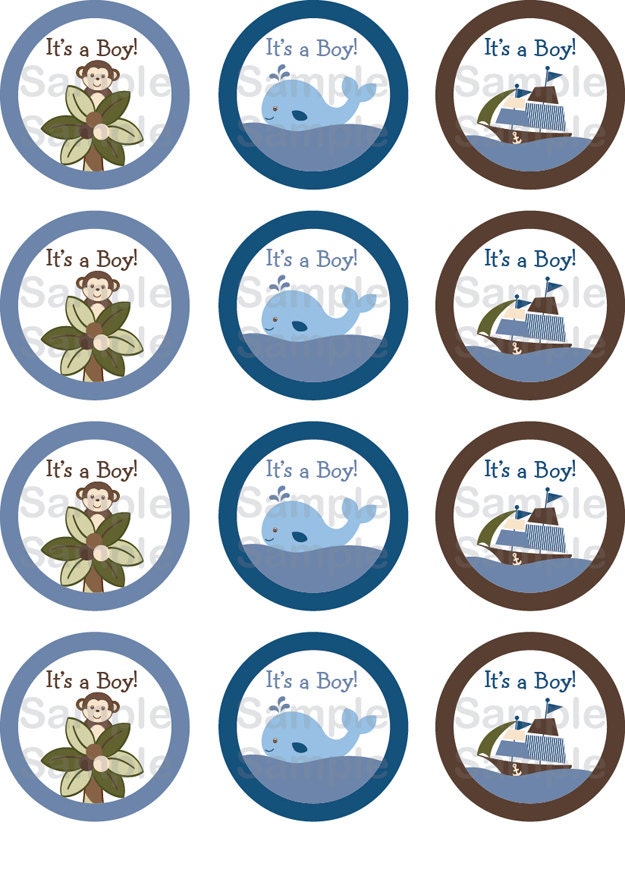 Ahoy Mate Nautical Printable Cupcake Toppers Instant Download Il_570xn