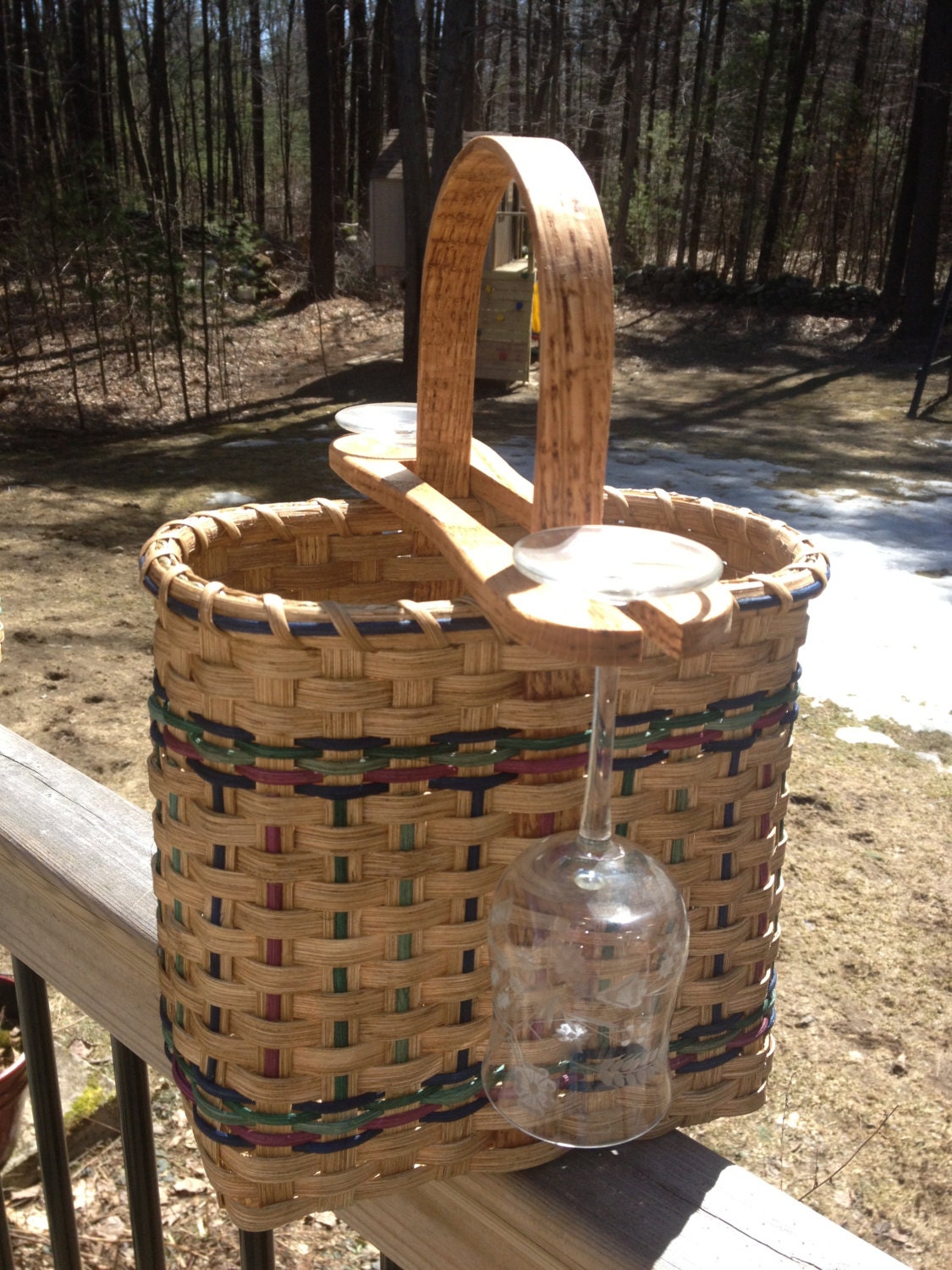 Items similar to Wine Basket with Glass Holder for wedding housewarming