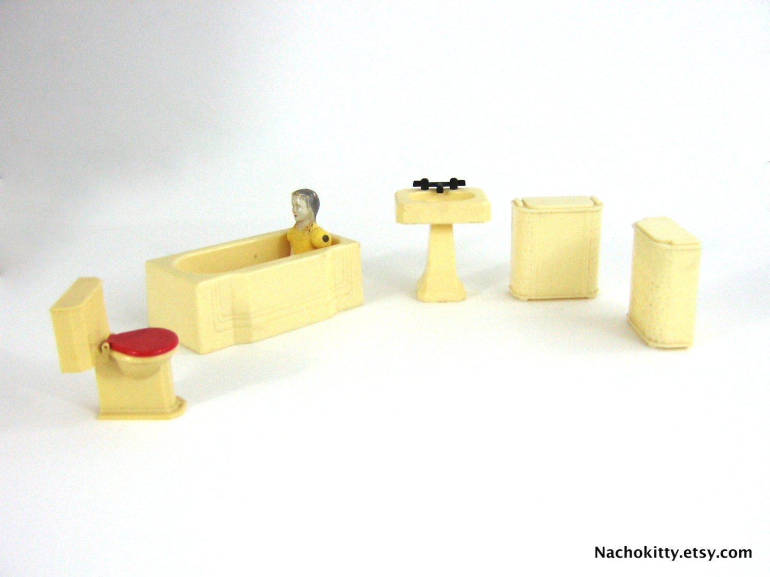 Renwal Dollhouse Bathroom Set Art Deco Style