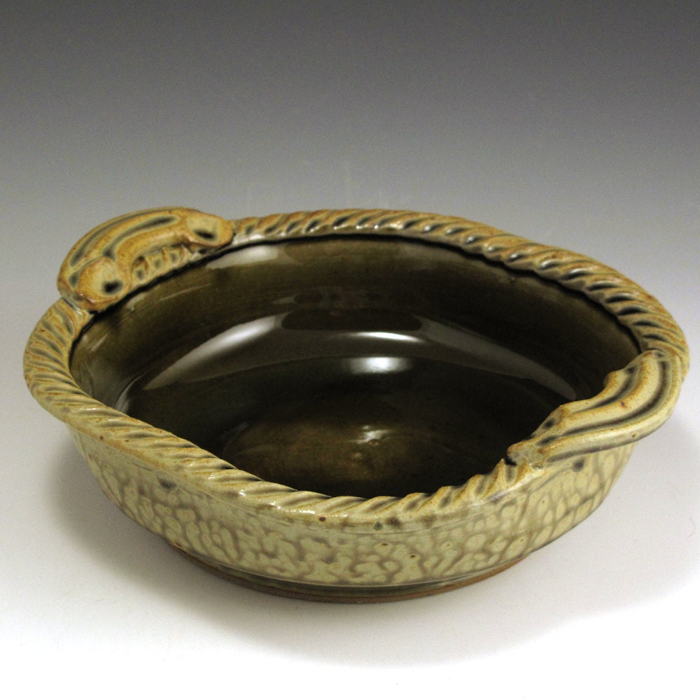Handmade Stoneware Pottery Thrown Baking Dish by baumanstoneware