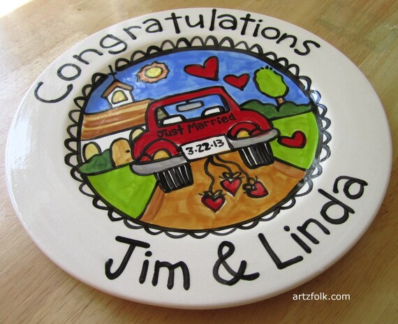 CUSTOM Large 10 Wedding Cake Plate Personalized by artzfolk