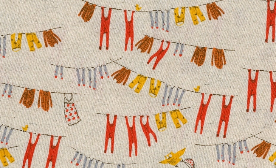 REMNANT Kokka Heather Ross Far Far Away III Linen Clothesline -  17x44
