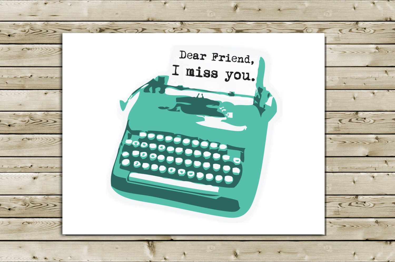 Cute Retro Thinking of You Typewriter Greeting Card -- Dear Friend, I Miss You - aLouCreations