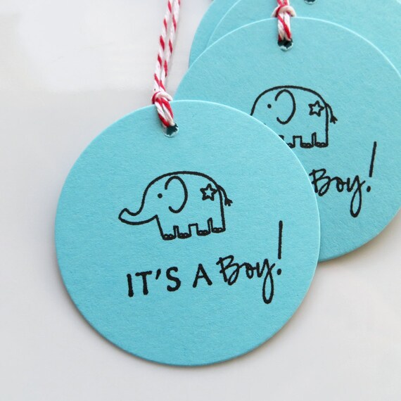 It's a Boy Tags Elephant - Set of 8 - Custom Colors Available - Elephant Baby Shower Favor Tags Boy Baby Shower Il_570xn