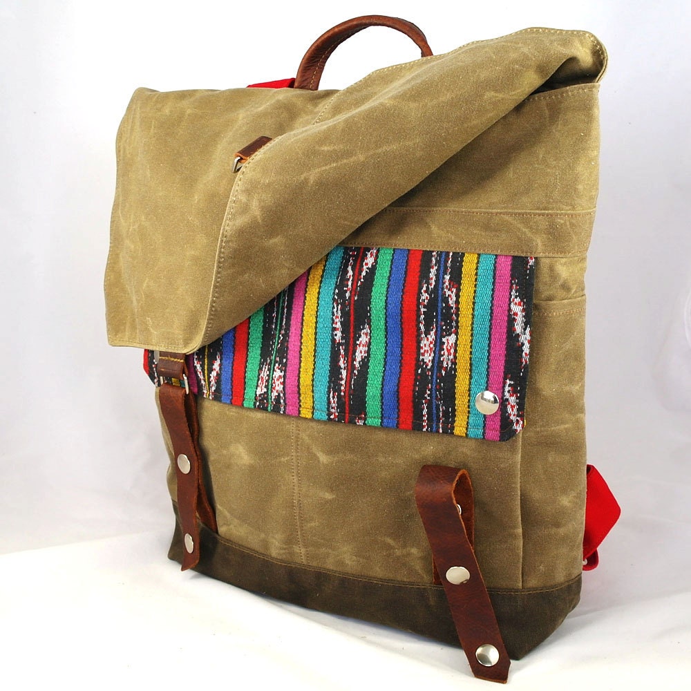 Summer Stripe Waxed Canvas Backpack