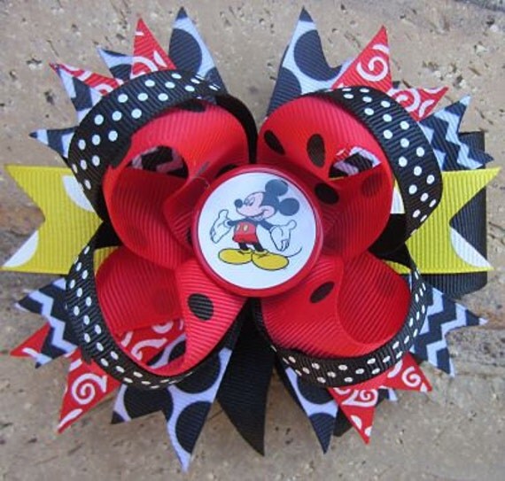 Mickey Mouse Classic Custom Chevron Boutique Hair Bow Il_570xn