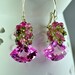 Pink Topaz Watermelon Tourmaline Gemstone Dangle Earrings Sterling Silver Wire Wrapped Earrings