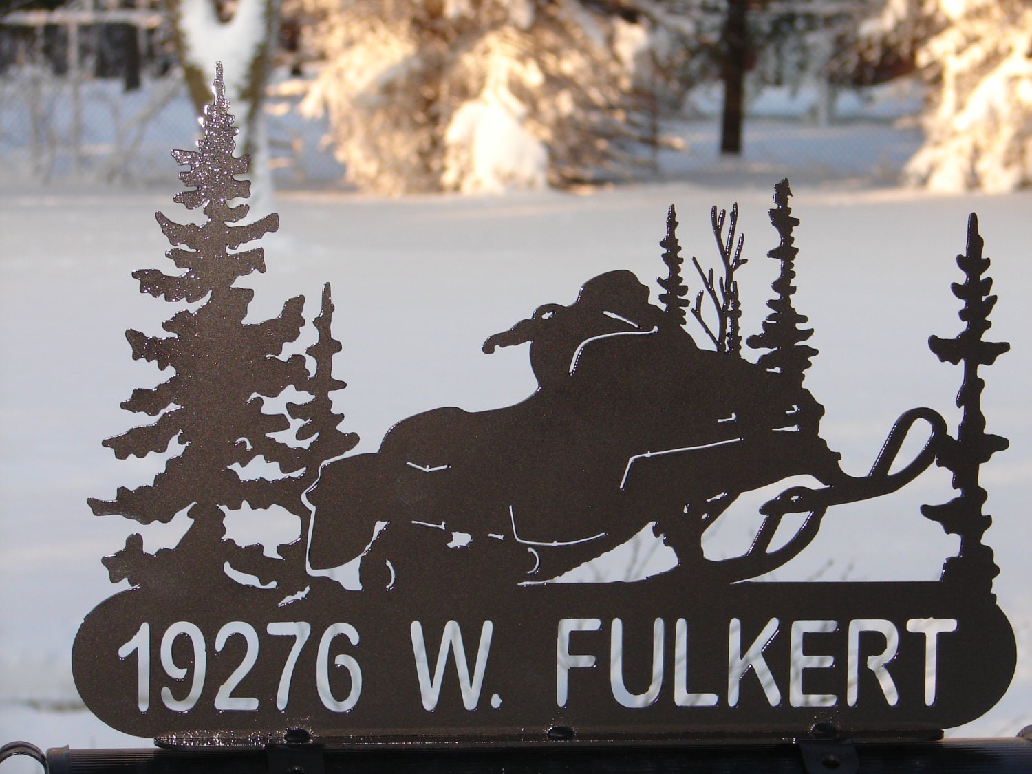 Snowmobile MAILBOX TOPPER Metal Address Sign by artbyjack on Etsy