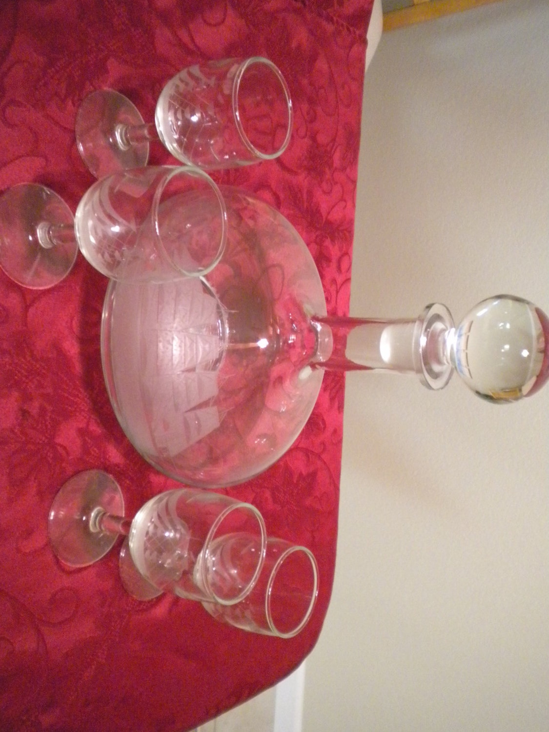 Items similar to Vintage Princess House Wine Decanter and Four Wine