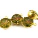 4 - 9mm Vintage Round Glass Starburst Stones in 1 Ring Closed Back Brass Prong Settings - AB Olive .
