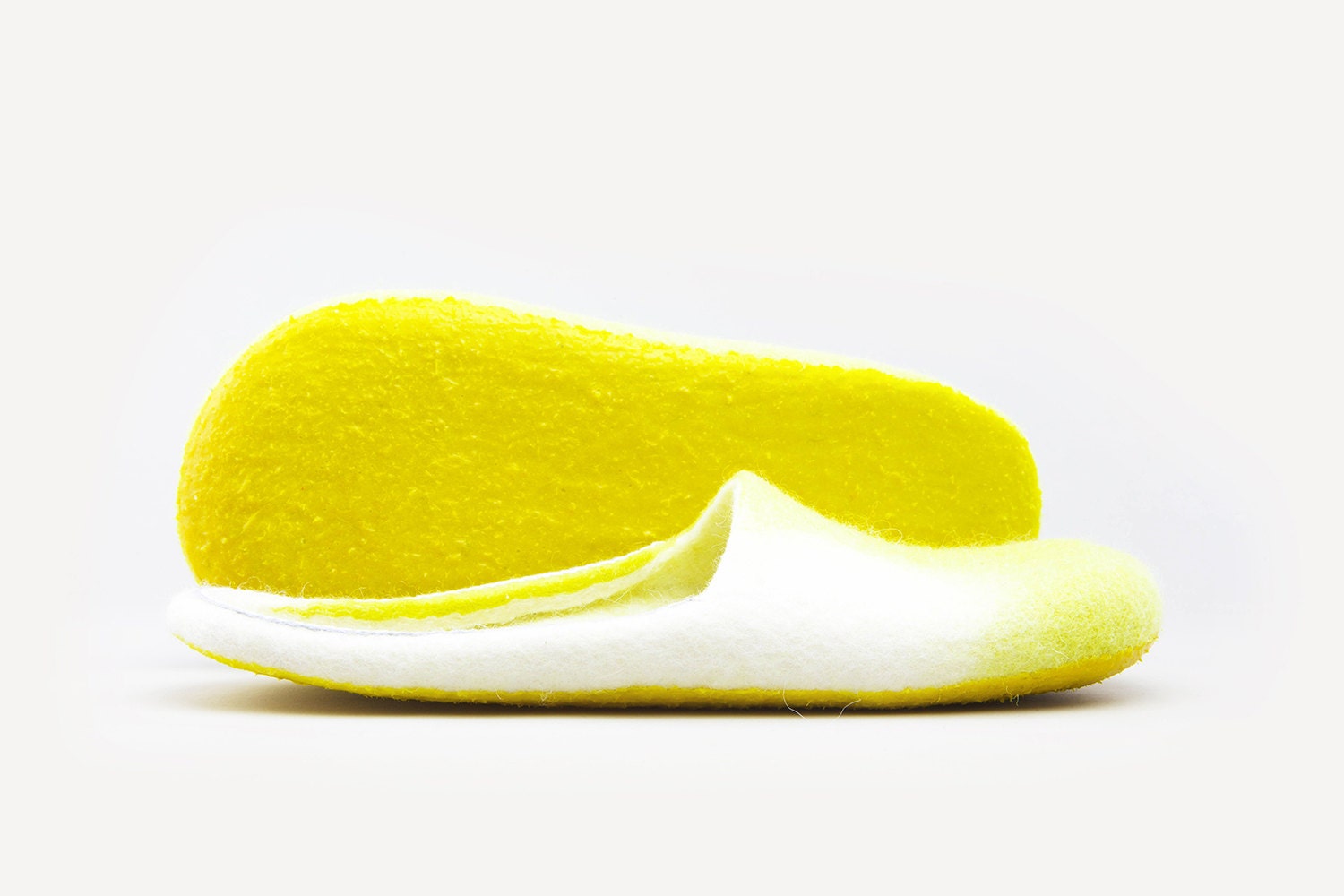 Scorza " Felted wool slippers lemon Handmade to Order - Onstail