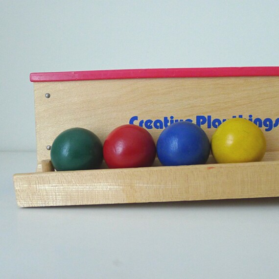 Vintage Wooden Toy Ball and Hammer Set 1970s by halfpintsalvage