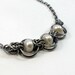 Necklace, White Pearl Necklace, Chain Maille, Chain Mail, Sterling Silver
