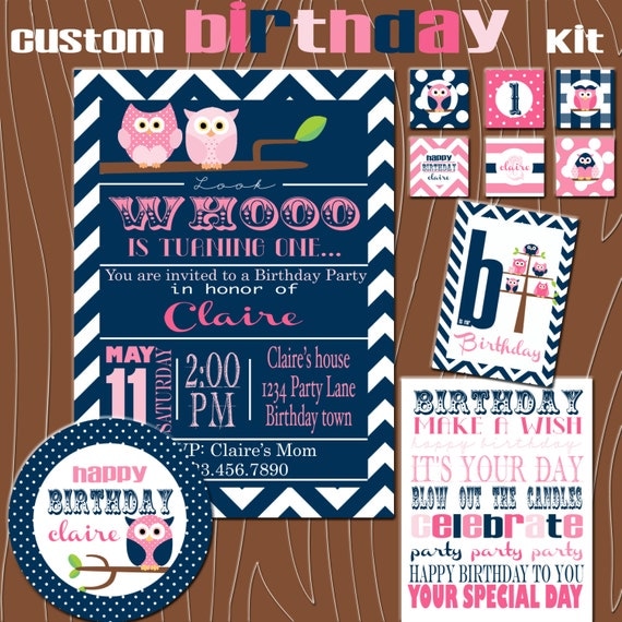 Custom Owl Birthday Party Printable Kit Il_570xn