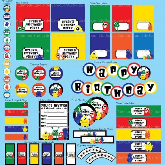 PRINTABLE Monster Theme PDF Birthday Party Package Il_570xn