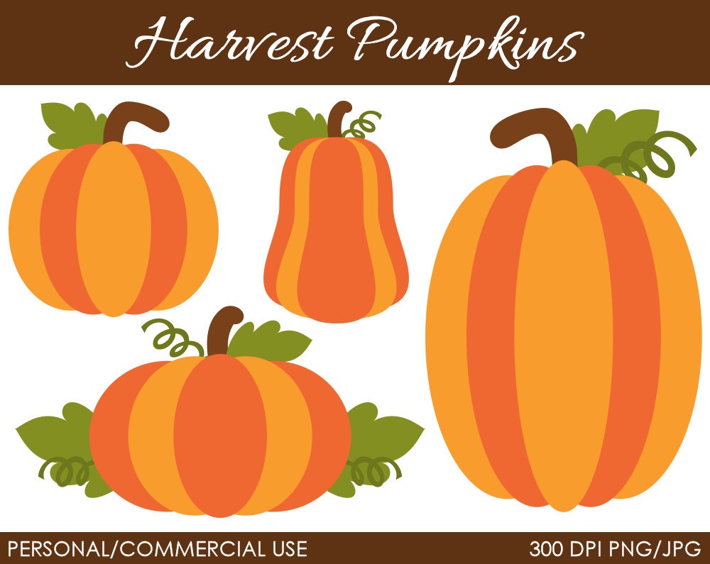 Harvest Pumpkins Clipart - Digital Clip Art Graphics for Personal or Commercial Use Il_570xn