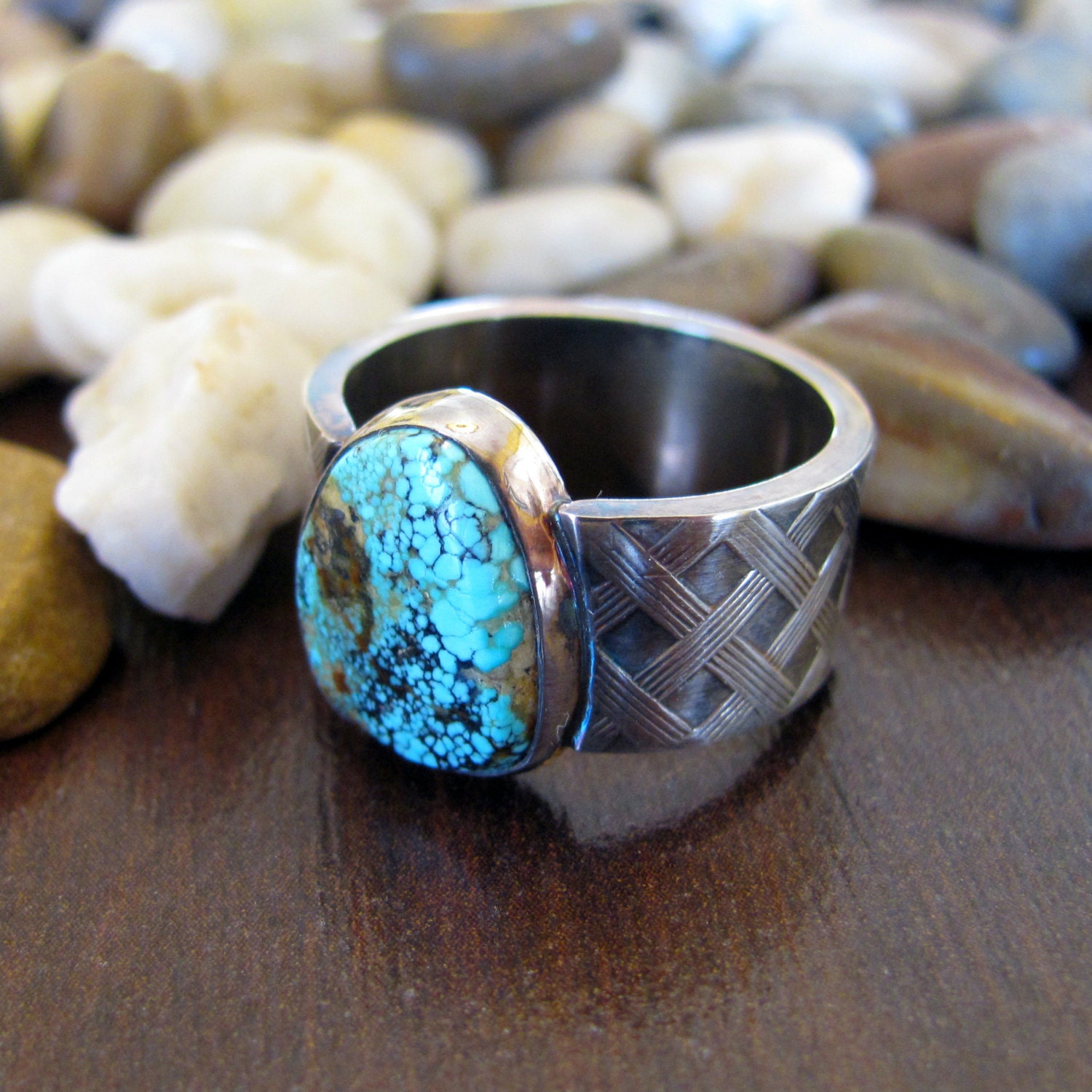 Kingman turquoise ring, blue turquoise ring, genuine turquoise ring, gemstone ring, size 6 ring, sterling turquoise ring, turquoise silver