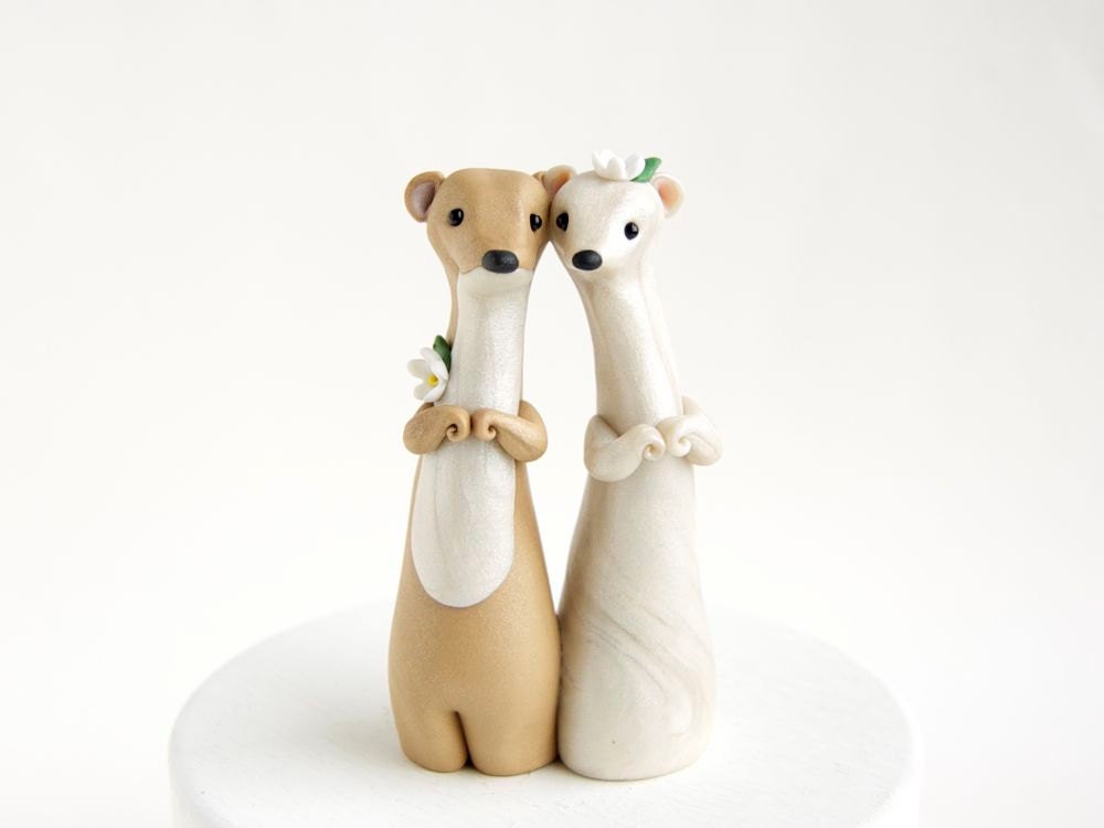 Weasel Wedding - Spring Wedding Cake Topper - Handmade by Bonjour Poupette