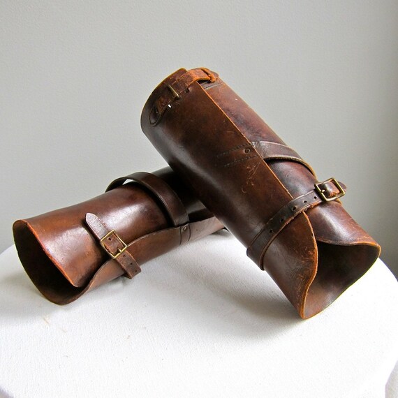 Vintage Leather Gaiters Shin Guards Riding by BarkingSandsVintage
