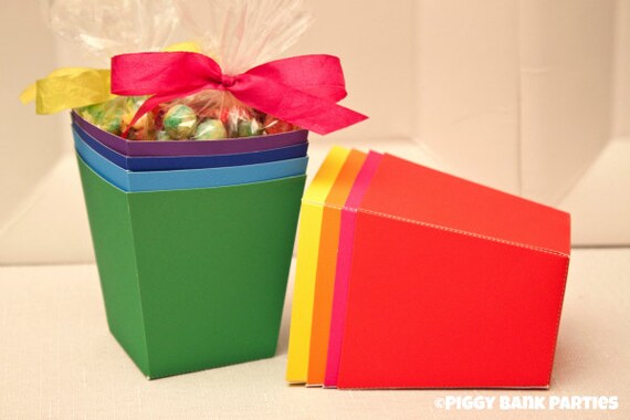 Solid Treat Favor Box Set : DIY Printable Rainbow Snack Box PDF - Instant Download Il_570xn