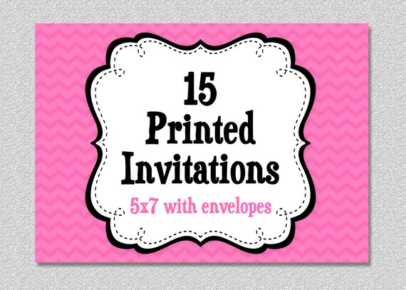 15 PRINTED INVITATIONS , 5x7 Invitations with Envelopes , SHIPS within 1-2 days by The Trendy Butterfly Il_570xn