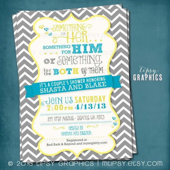 Something for Him, Her or Something for the Both of Them. CHEVRON Couple's Wedding Shower Invite. By Tipsy Graphics. Any colors Il_570xn