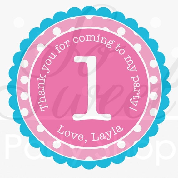 24 Birthday Stickers - 1st Birthday Banner - Polkadots - Pink, Teal, Lime Green, Purple - Girls Birthday Party Decorations Il_570xn