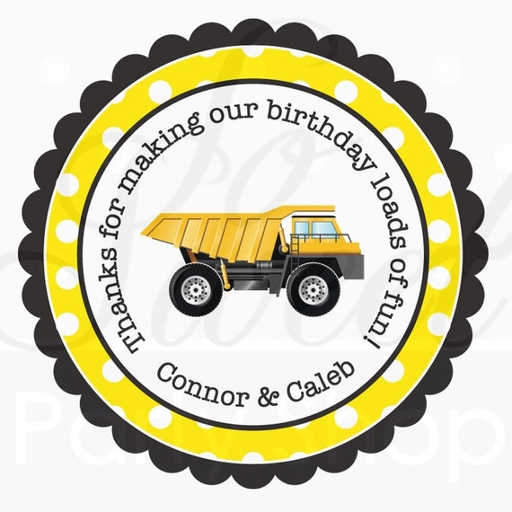 24 Birthday Stickers Favor Labels - Boys 1st Birthday - Construction Vehicles - Personalized Party Decorations Il_570xn