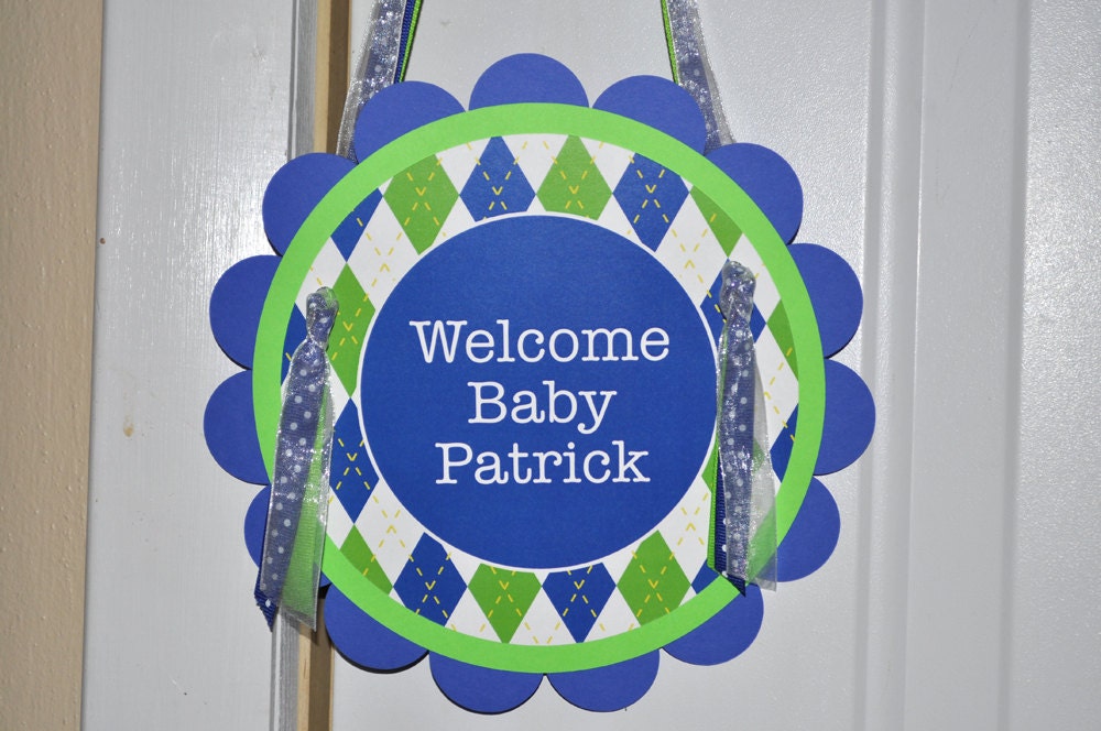 Argyle Birthday Door Sign - Boys Birthday Decorations - Argyle Golf Theme - Personalized Birthday Decorations Il_570xn
