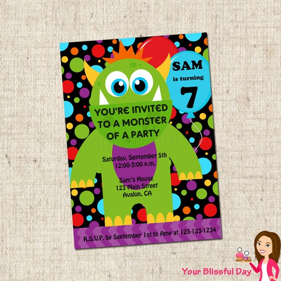 PRINTABLE Monster Party Invitation Il_570xn