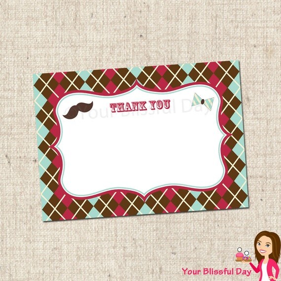 PRINTABLE Little Man Thank You Cards Il_570xn