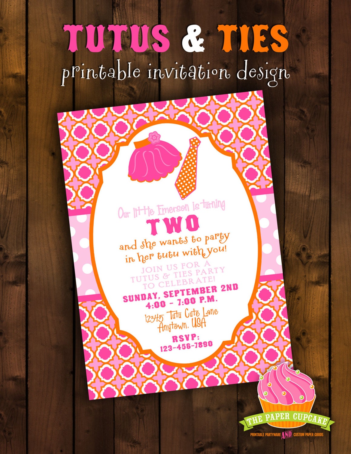 Printable Invitation Design - Tutus and Ties Collection - DIY Printables by The Paper Cupcake Il_570xn