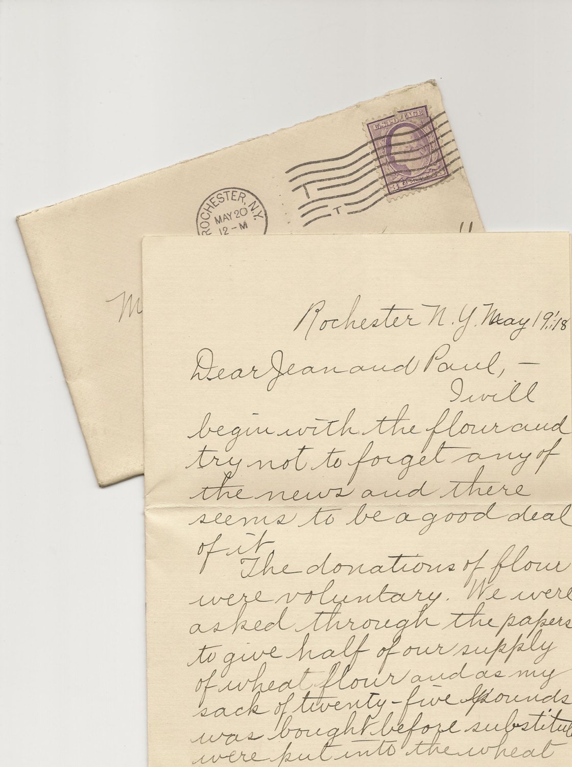 One Antique Letter from 1940 with Purple postage stamp of Thomas Jefferson - picked at random - fun surprise - EphemeraPost