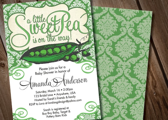 DIY Digital Sweet Pea Baby Shower Invitation Il_570xn