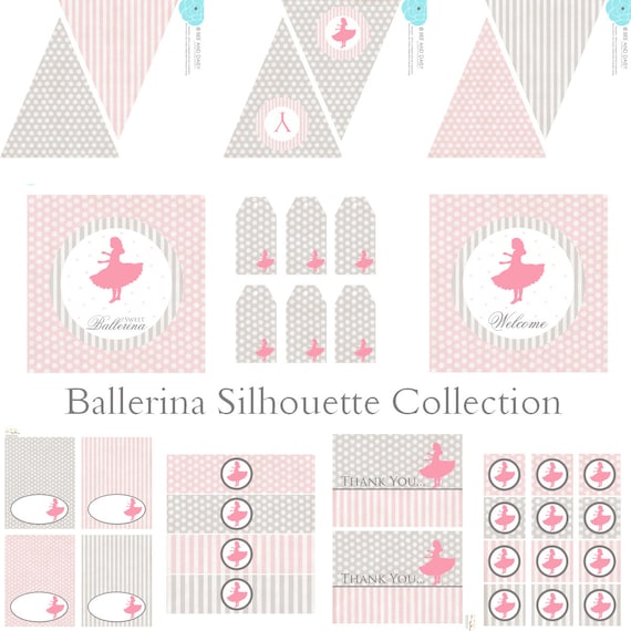 Vintage Ballet Silhouette Decorations for Birthday by BeeAndDaisy