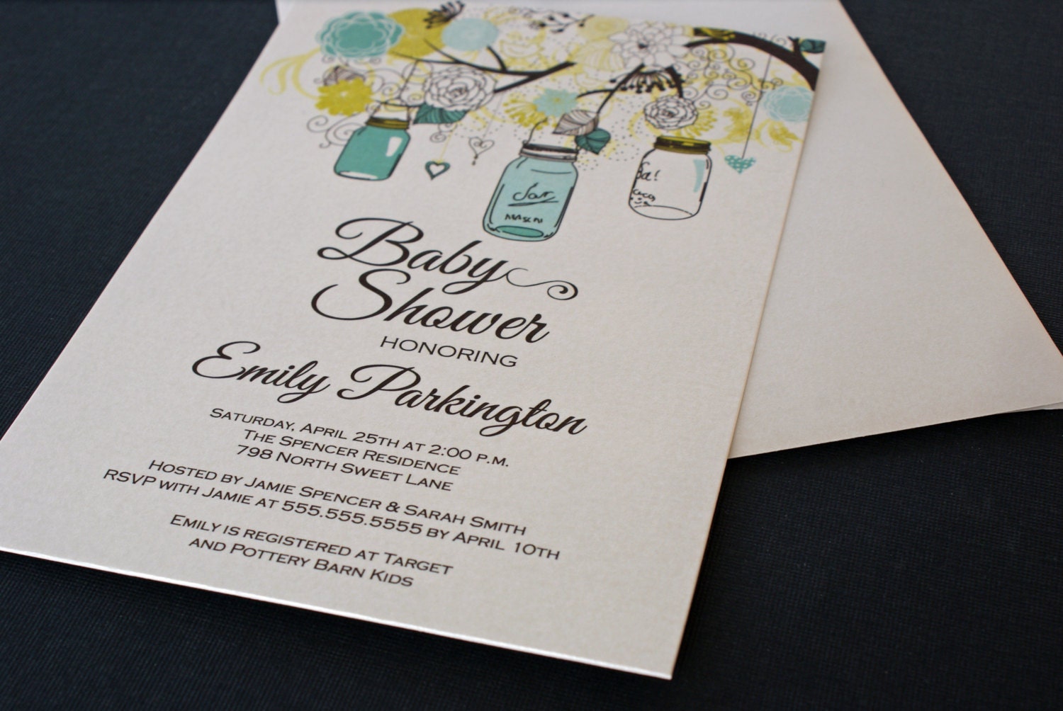 Printed Floral Mason Jar Boy Baby Shower Invitations - Digital Version Available Il_570xn