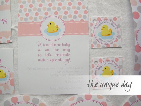 Rubber Duck Baby Shower Invitation Card (Digital Print Your Own) - (girl/boy/gender neutral) Custom Personalized Il_570xn