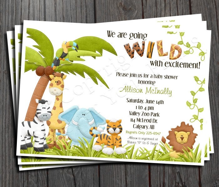 Jungle Baby Shower Invitation FREE Thank You by ForeverYourPrints