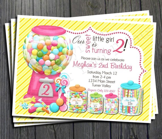 Sweet Shoppe Birthday Invitation - FREE Thank You Card included Il_570xn
