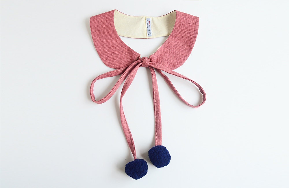 pom pom collar - summer collar - cloudy pink - qtpiworkshop