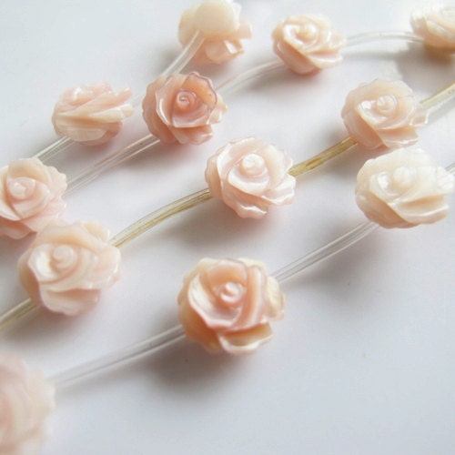 Rose flower shaped natural shell beads high quality by FARRAgem