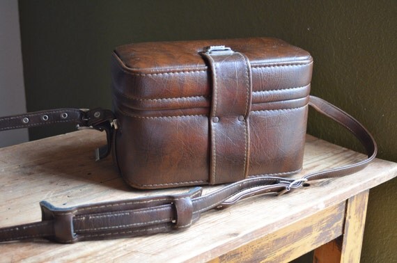 Vintage Leather Camera Bag SLR Made in USA by MyVintageFix