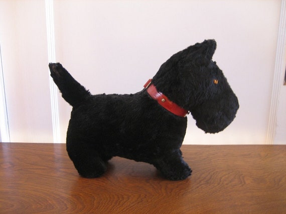 small black stuffed dog