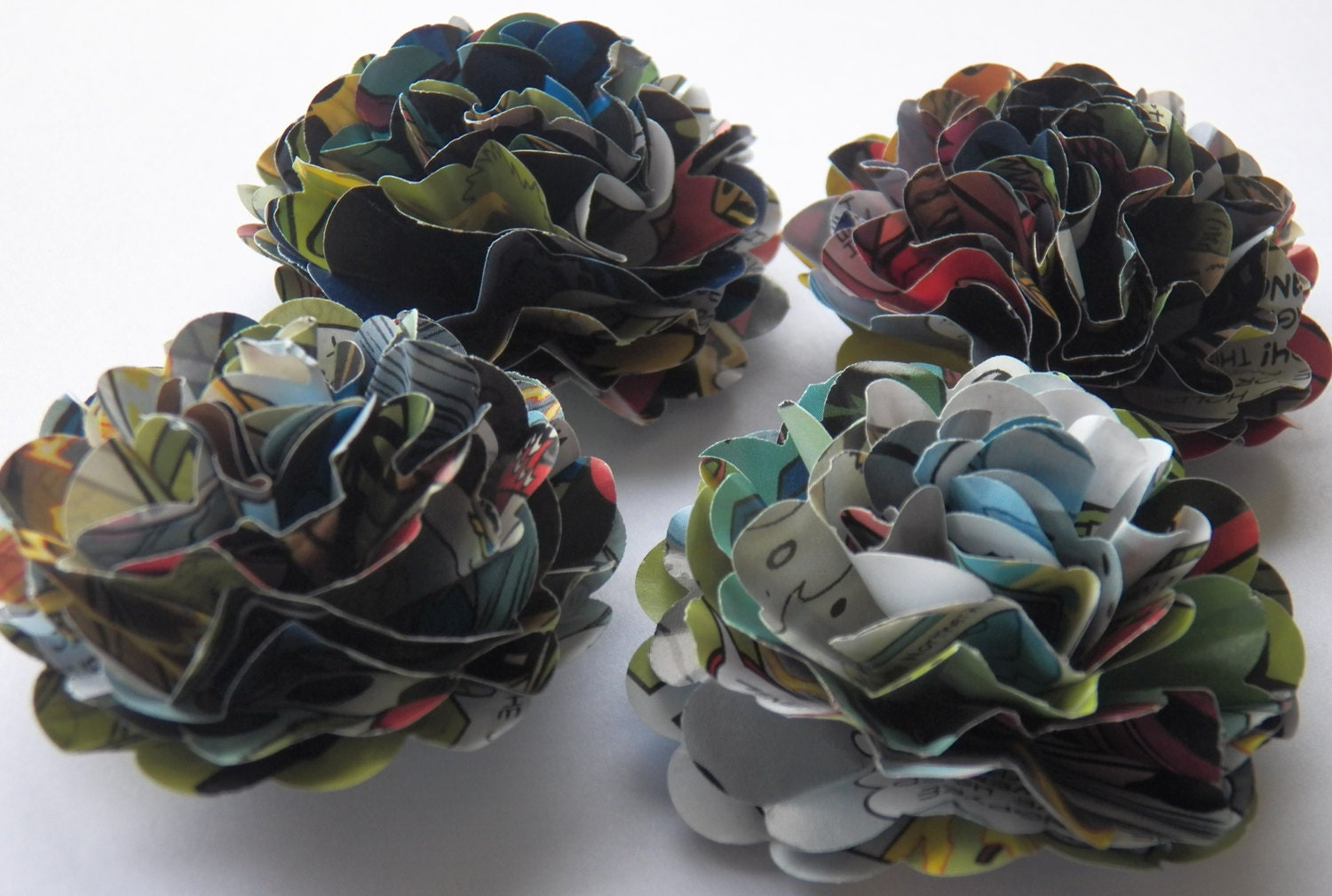 Recycled Comic Carnation Paper Flowers with Ninjago Theme